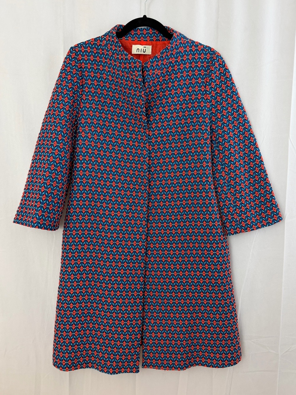 Niu Orange & Blue Geometric Pattern Jacket Womens Size Small